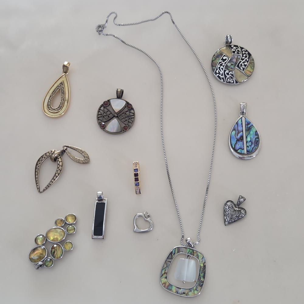 Elegant Silver and Abalone Pendant Necklace